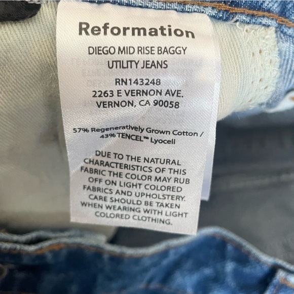 Reformation Diego Mid-Rise Baggy Utility Jeans 30 Cleary Anthropologie NEW - Picture 7 of 12